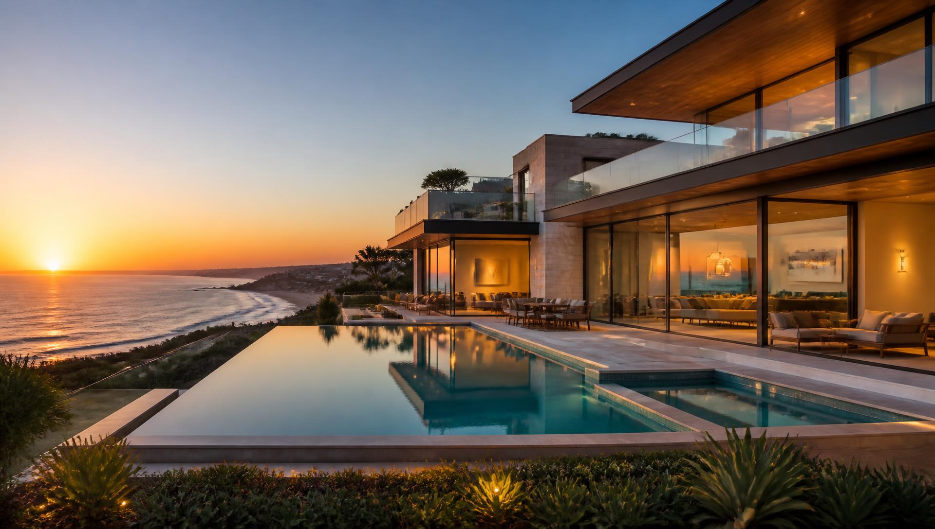 Luxury estate at golden hour